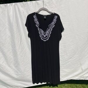 Design History black embroidered shirt sleeve dress, size XL